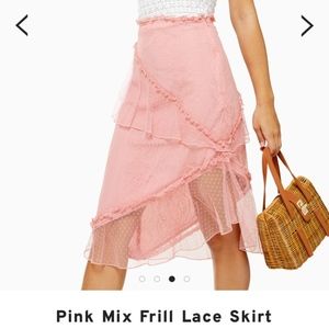 Topshop Pink Lace Frill Skirt NWOT